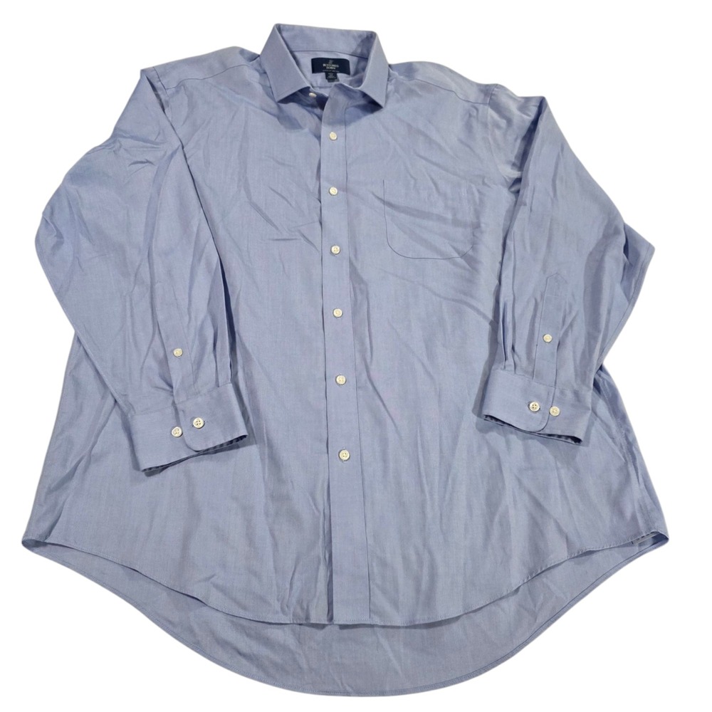 Buttoned Down Button Up Shirt Mens Blue 17.5/34 Classic‎ Fit Non Iron Cotton